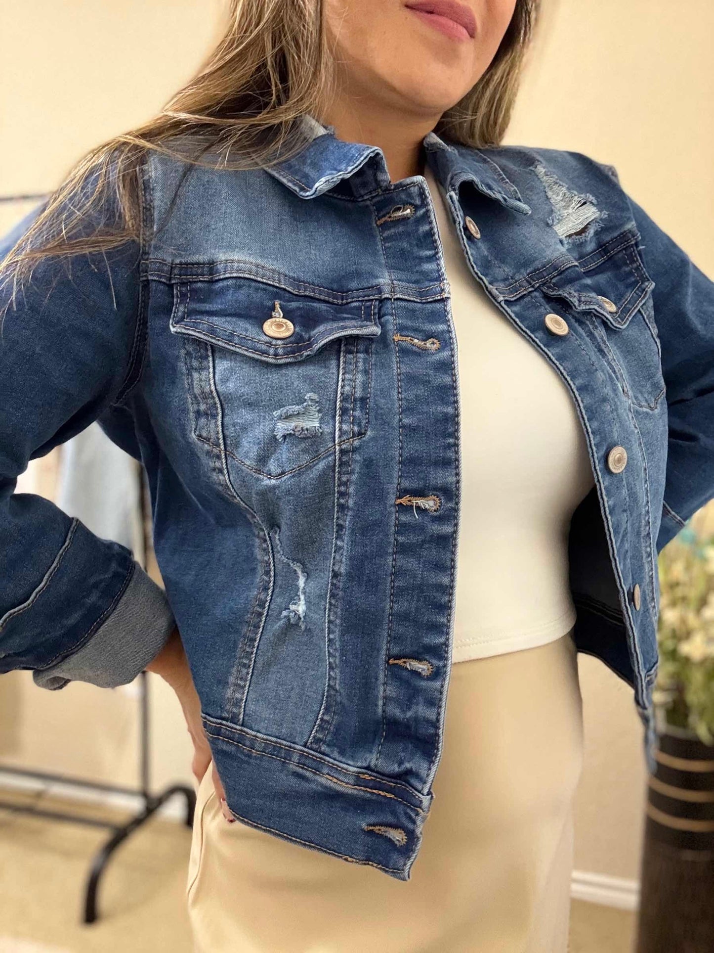 Destructed Denim Jacket - Blue Jean Jacket