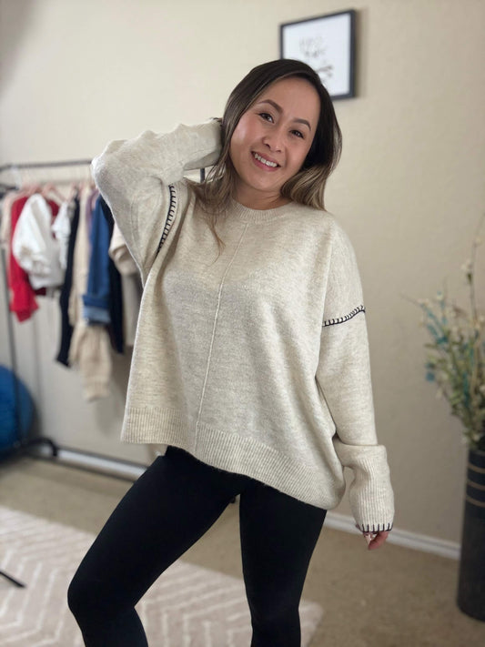 Cozy Knit Pullover Sweater with Stitch Detail