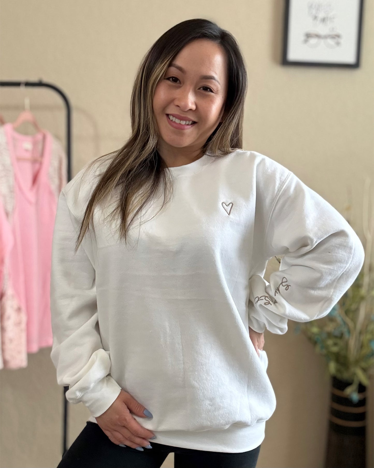 She Is Strong Embroidered Sweatshirt -crewneck