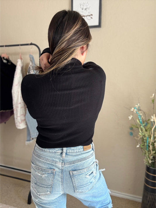 Mindy Ribbed Mock Neck Top