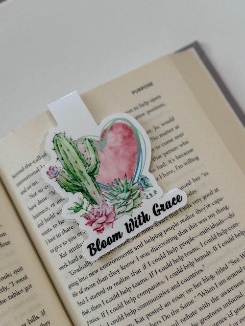 picture of a book with a magnetic bookmark