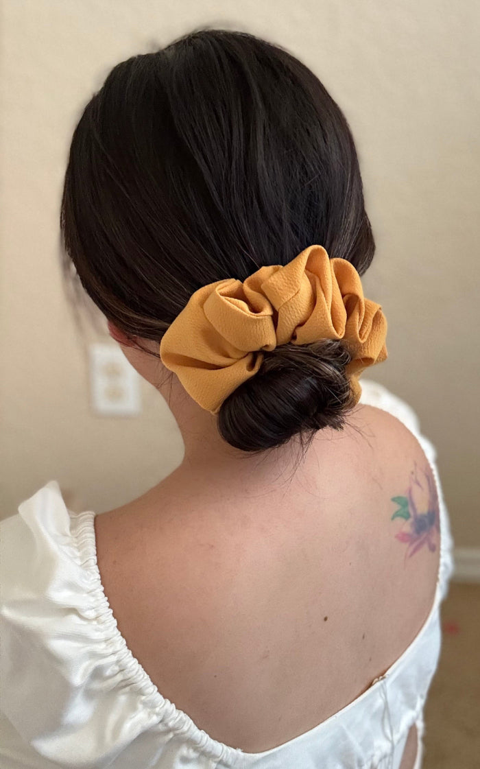 Golden Glow Crepe Scrunchie-MIDI