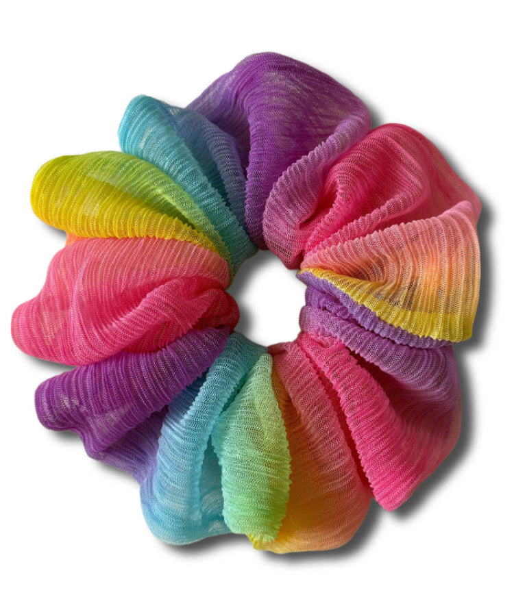 Multicolored scrunchie on a white background