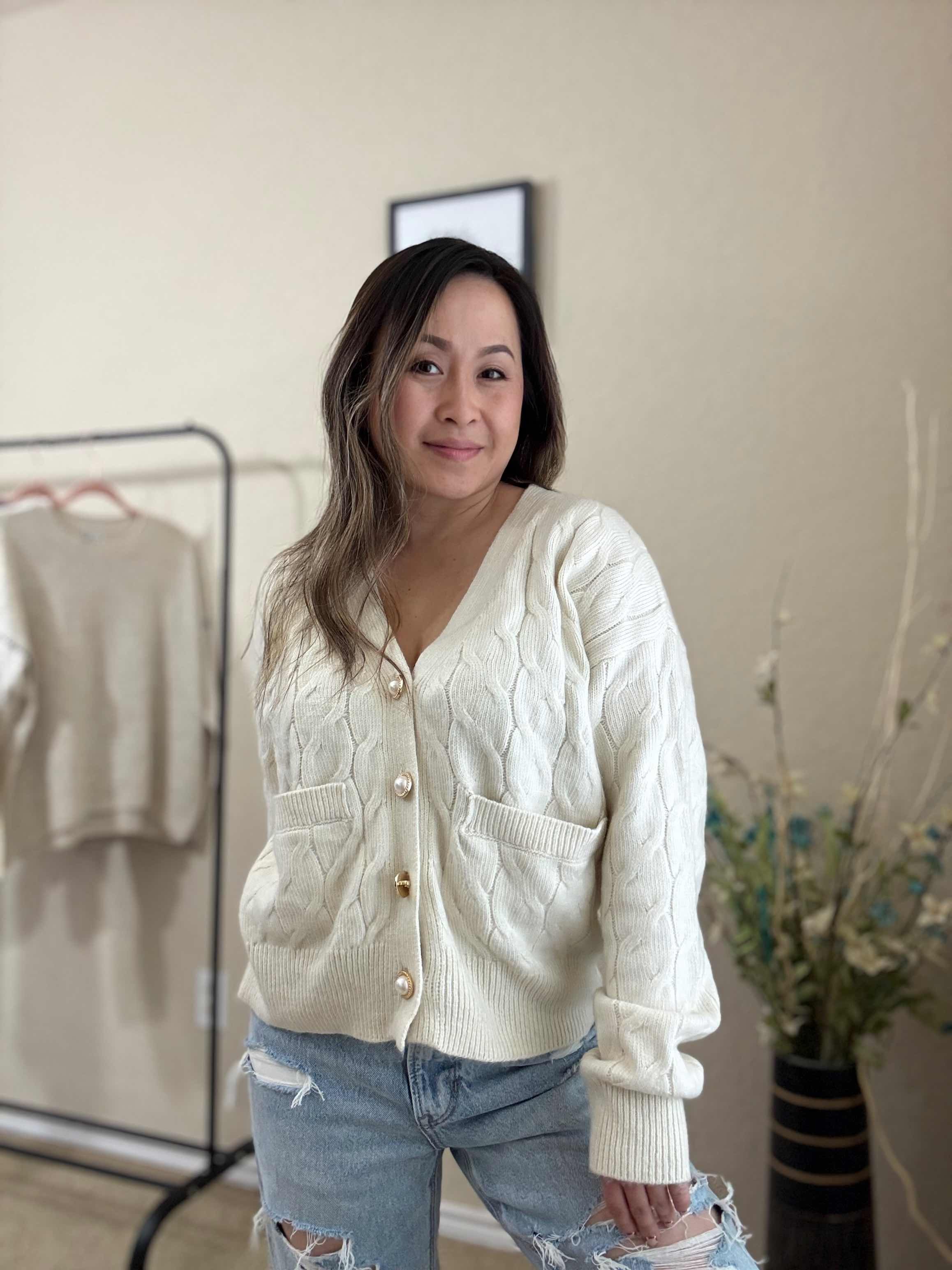 Cable Knit Button-Up Cardigan – Classic & Cozy