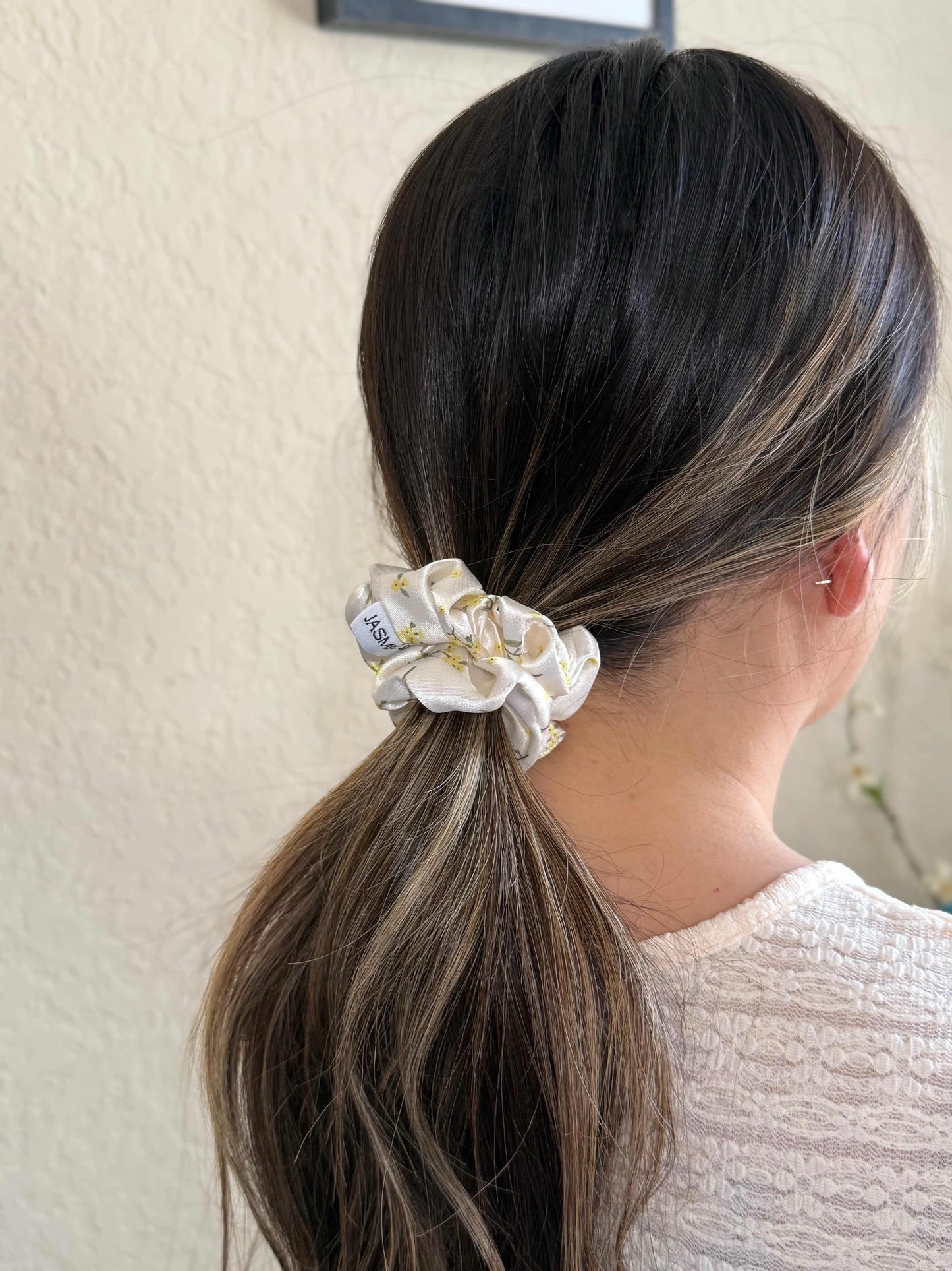 Sunlit Bloom Satin  Scrunchie-XS