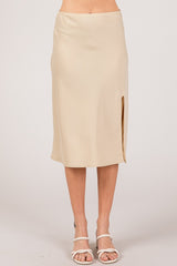 Satin Midi Skirt with Side Slit – Elegant & Versatile