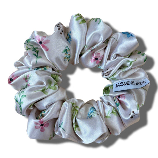 Floral scrunchie on a white background
