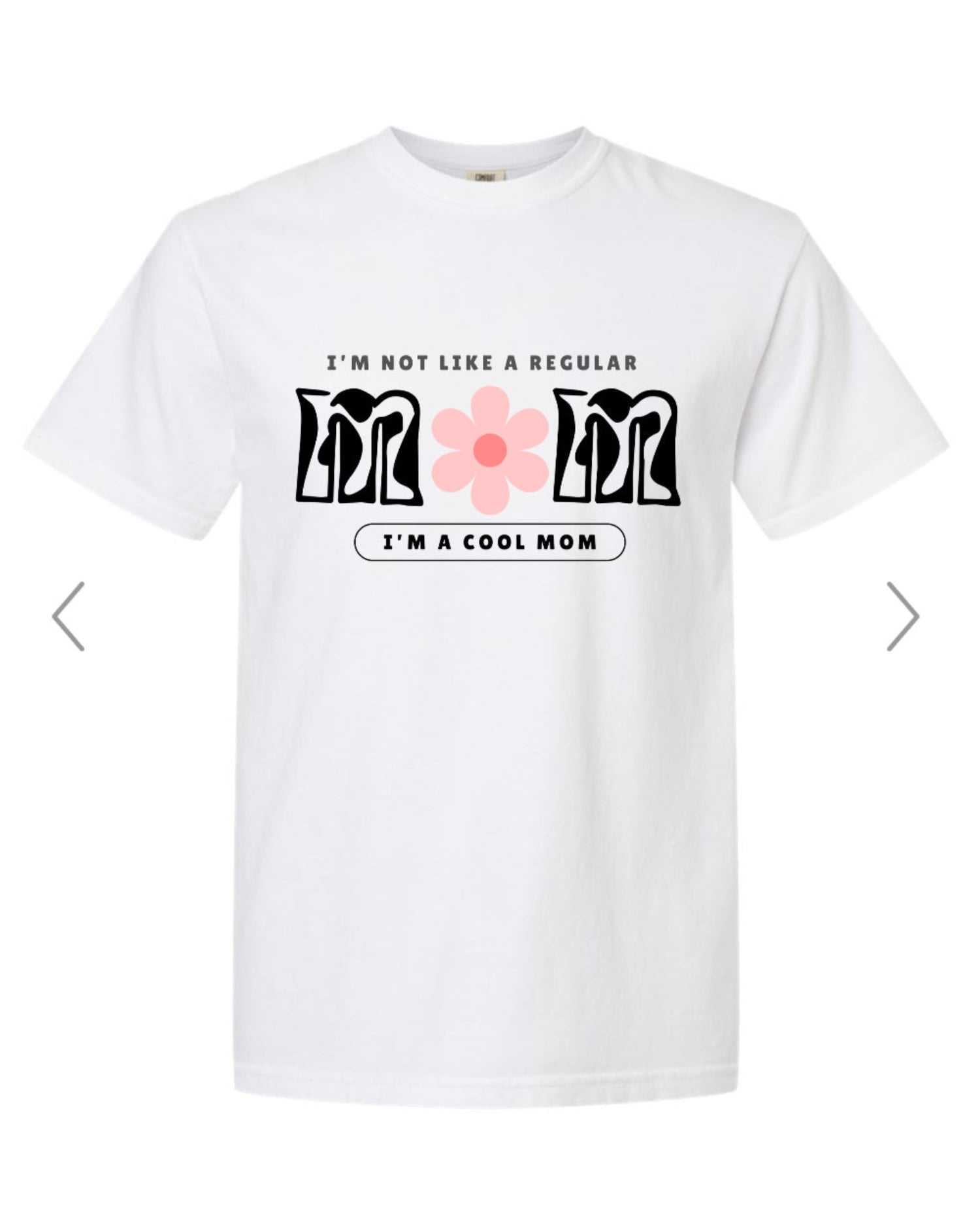 White t-shirt with graphic design and text on a white background