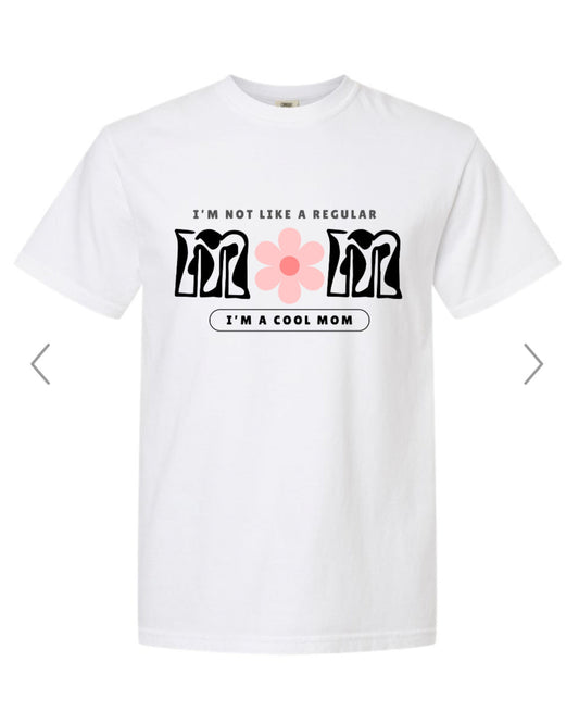 White t-shirt with graphic design and text on a white background
