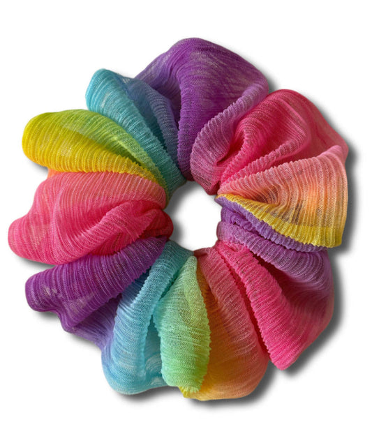 Multicolored scrunchie on a white background